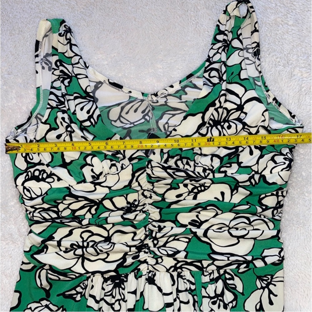 Bisou Bisou Floral Green and White Sleeveless Midi Dress - Picture 5 of 8